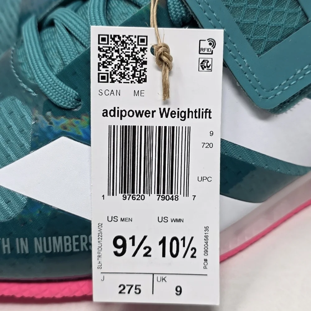 Adidas Adipower Weightlifting 3 Shoes Mens Size 9.5 Teal White Pink JP9871 New